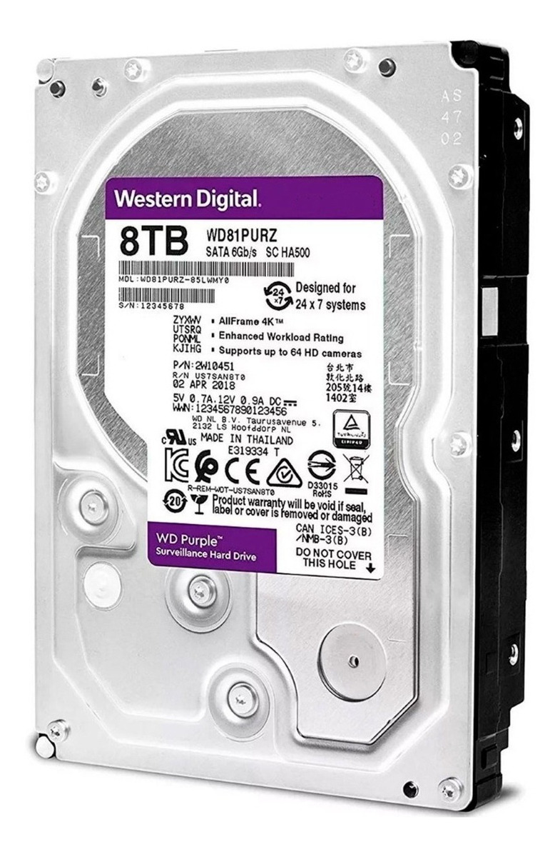 Disco duro interno Western Digital WD Purple WD81PURZ 8TB púrpura en