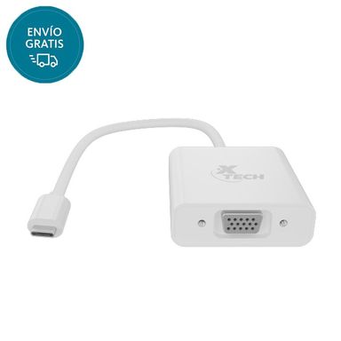 Adaptador X-Tech con Conector Tipo C Macho a VGA Hembra Blanco