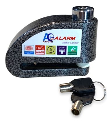 Alarma Traba Disco Anchi 110db Candado Motos Bici Seguridad Color Gris Oscuro