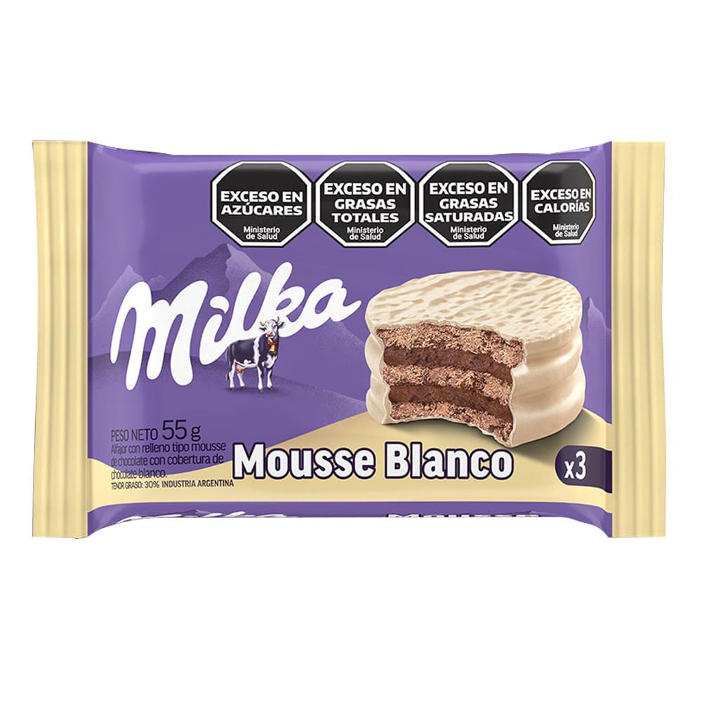 Alfajor Milka Mousse Triple Blanco por 55 gramos