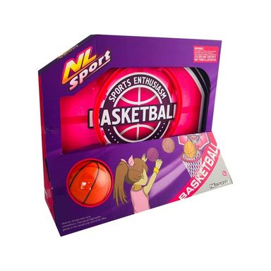 aro de basquet nena con pelota Abedul