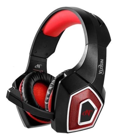 Auriculares Gamer Nisuta Nsaug350 Con Micrófono Color Rojo