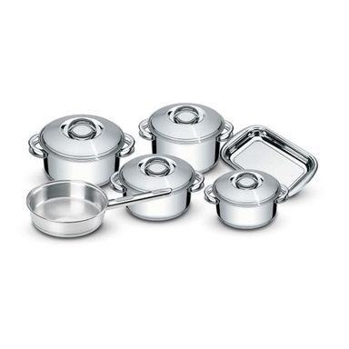 Batería de cocina Solar con bandeja para hornear · Acero inoxidable · 6 piezas