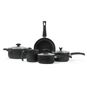 Batería De Cocina X5 Piezas Aluminio Antiadherente Negro Brinox Masala 7120/100