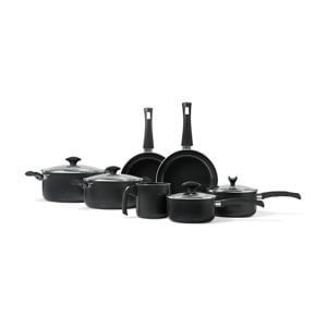 Batería De Cocina X7 Piezas Aluminio Antiadherente Negro Brinox Masala 7120/101