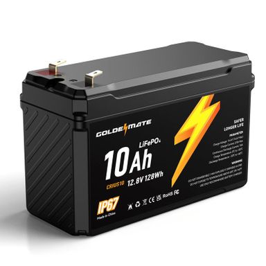 Batería de litio LiFePO4 GOLDENMATE 12V 10Ah 5000+ ciclos IP67