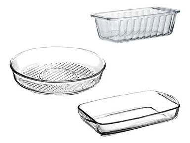 Budinera, Tartera Grill Y Fuente Rect  Vidrio P/horno Borcam