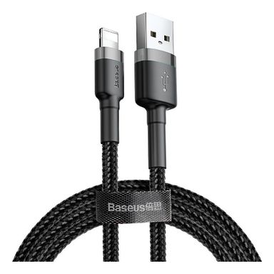 Cable Baseus Usb A / Lightning 2.4a de 1 metro Color Negro y Gris