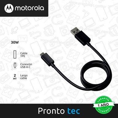 Cable De Carga Y Datos Motorola - A2m - 2m - Negro Sjc00amb20et1ns