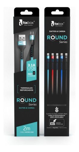 Cable Foxbox Round 2m Type- C celeste