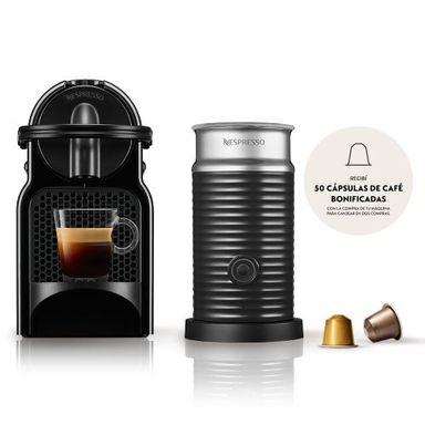Cafetera Nespresso Inissia Black + Aeroccino 3