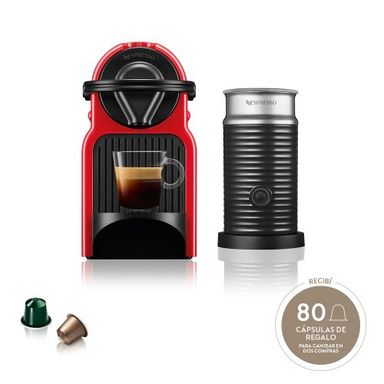 Cafetera Nespresso Inissia Red + Aeroccino 3