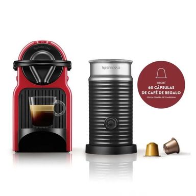 Cafetera Nespresso Inissia Roja Curva + Aeroccino A3C40-AR-RE