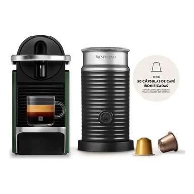 Cafetera Nespresso Pixie Verde Curva + Aeroccino A3KC62-AR-GR-NE-LOCAL