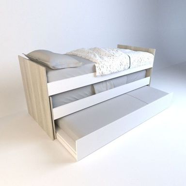 Cama 1 Plaza Melamina Dormitorio Nido Triple Nevado con Everest