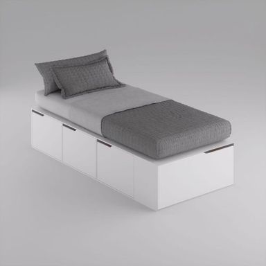 Cama Box EMC 1 Plaza con 3 Cajones y 1 Zapatero Blanco 