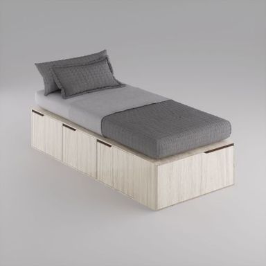 Cama Box EMC 1 Plaza con 3 Cajones y 1 Zapatero Helsinki