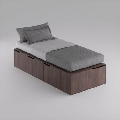 Cama Box EMC 1 Plaza con 3 Cajones y 1 Zapatero Wengue