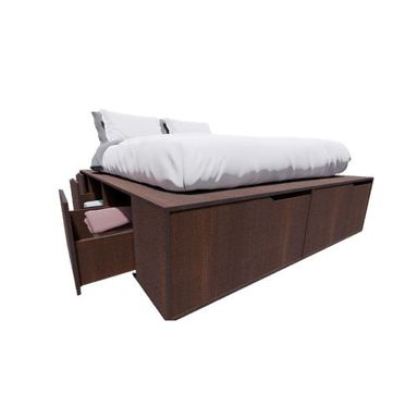 Cama Box EMC 2 Plazas 1,40m con 6 Cajones y 2 Zapateros Wengue