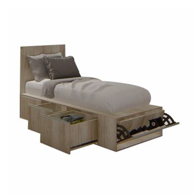 Cama PRO EMC 1 Plaza con 3 cajones y 1 zapatero Helsinki