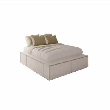 Cama PRO EMC 2 Plazas 1,40m con 6 cajones y 2 zapateros Blanca