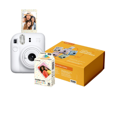 Cámara Instax Mini 12 Blanca + Rollo Deco Sprinkles 10 fotos en caja exclusiva