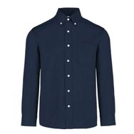 Camisa de gabardina manga larga para caballero color marino talla doble extra grande 50 algodon y 50 poliester. yazbek c0607 en Precialo Camisas