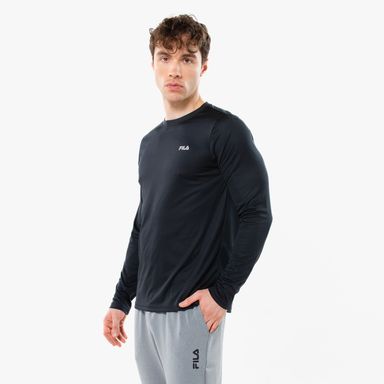 CAMISETA MANGA LARGA HOMBRE FILA BASIC SPORTS NEGRO/PLATA