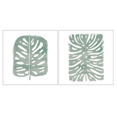 Pack 2 Cuadros Canvas Hojas Verdes 28x28 Cm Cotidiana