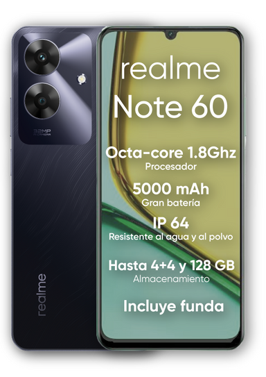 Celular Realme Note 60 6.7" 4GB 128GB marble black