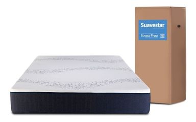 Colchón 2 plazas Suavestar Espuma en caja Stress free blanco y negro 140cm x 190cm x 21cm