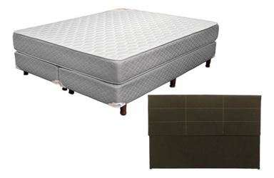 Combo Sommier Piero Foam Queen 190 X 160 + Respaldo Color Chocolate