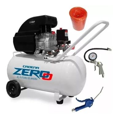Compresor de aire portátil Cadena Zero ZECO50K 50L 2.5HP con manguera y pistolas
