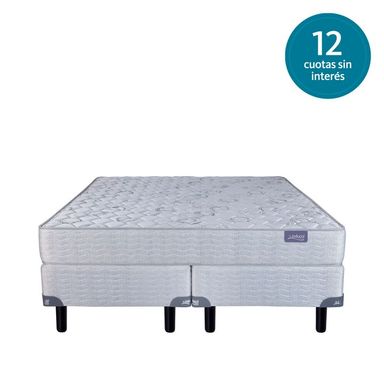 Conjunto Sommier y Colchon de Espuma Inducol Linea Dorada Super Queen 160x200x20cm De Alta Densidad Extra Firme Tela Jackard Matelasseado Gris