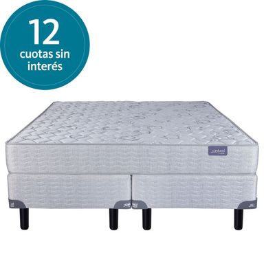 Conjunto Sommier y Colchon de Espuma Inducol Linea Dorada Super Queen 160x200x24cm De Alta Densidad Extra Firme Tela Jackard Matelasseado Gris