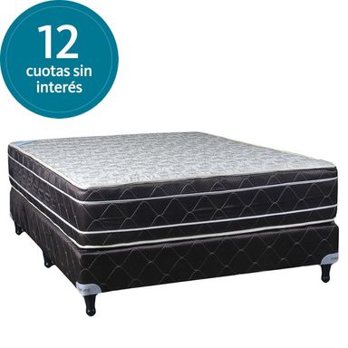 Conjunto Sommier y Colchon de Espuma Maxiking Zafiro 2 Plazas y Media 140x190x30cm de Alta Densidad Con Doble Europillow Tela de Jackard Marrón