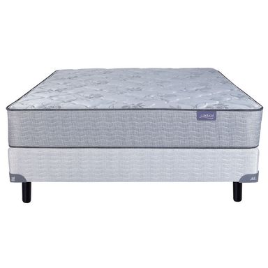 Conjunto Sommier y Colchon de Resorte Bonell Inducol Onix 2 Plazas y Media 140x190x23cm Con Marco Perimetral y Estabilizadores Laterales de Acero Tela de Jackard Matelasseado Firme Gris claro