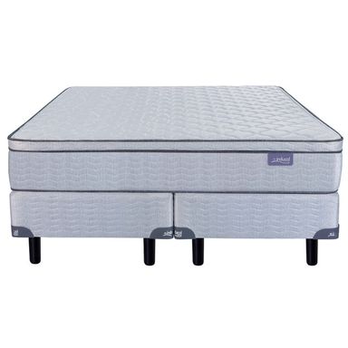 Conjunto Sommier y Colchon de Resorte Bonell Inducol Pravia Super Queen Size 160x200x24cm Marco Perimetral y Estabilizadores Laterales Pillow Firme Tejido Pique Matelasseado Blanco