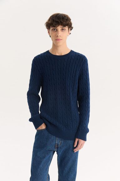 Crewneck Cotton Cable Naval