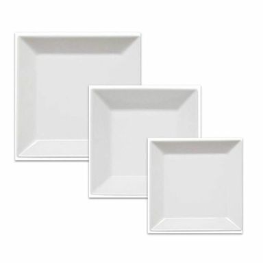 CUADRADO BLANCO - JUEGO DE VAJILLA X 12 PIEZAS PORCELANA OXFORD