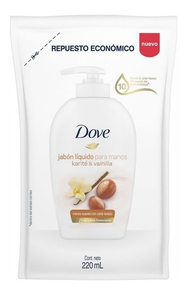 Dove Karite Y Vainilla Jabon Liquido Manos Repuesto X 220ml
