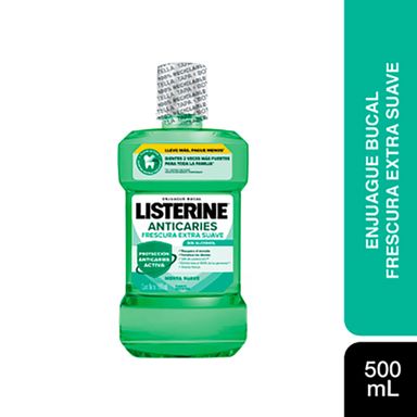 Enjuague Bucal Listerine anticaries Frescura Extra Suave Sin Alcohol 500ml