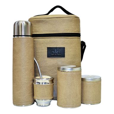 Equipo de mate ecocuero Marron