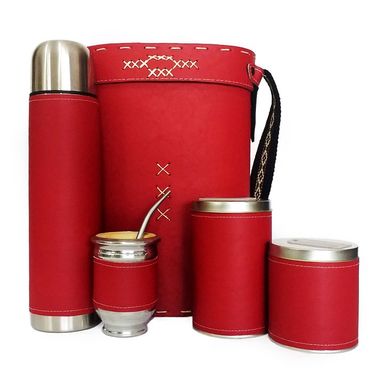 Equipo de mate liso Rojo con mate tradicional