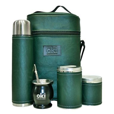 Equipo de mate Premium ecocuero Verde