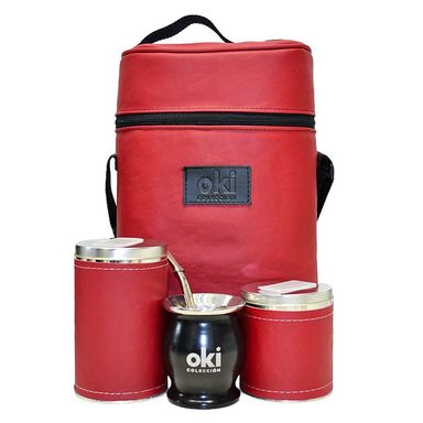 Equipo de mate Premium sin termo ecocuero Bordo