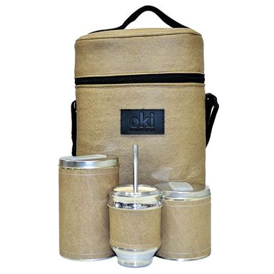 Equipo de mate sin termo ecocuero Marron