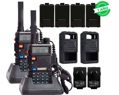 Handy Baofeng UV-5R Kit x2 Bi-Banda 8w c/ Funda Hasta 12km + 4 Baterías y 2 Manos Libres