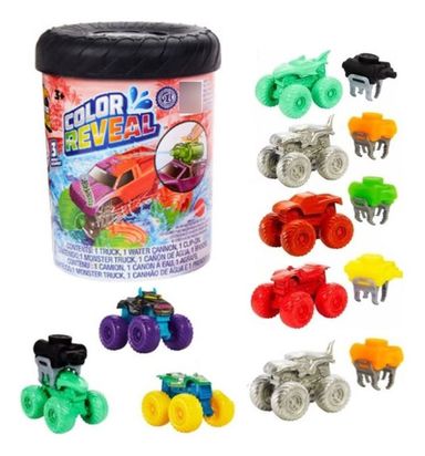 Hot Wheels Monster Trucks Cambia Color Vehiculo Escala