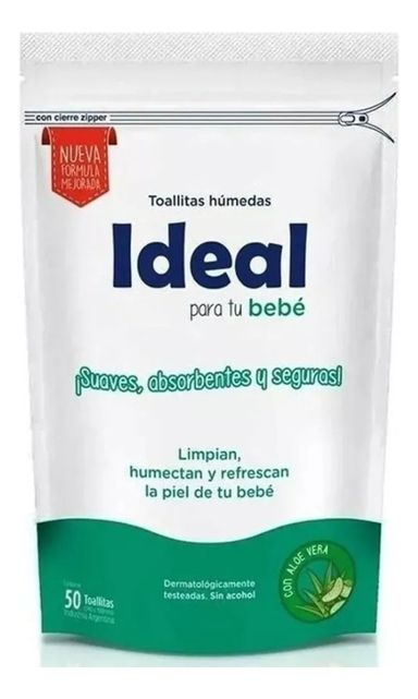 Ideal Toallitas Húmedas Para Tu Bebé Con Aloe Vera 50u